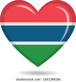 Gambia national flag in heart shape vector illustration