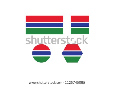 Gambia national flag set red blue green coat of arms Africa symbol emblem