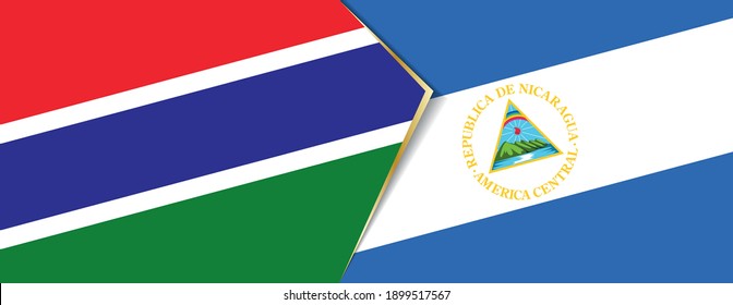 Banderas de Gambia y Nicaragua, dos banderas vectoriales símbolo de relación o enfrentamiento.