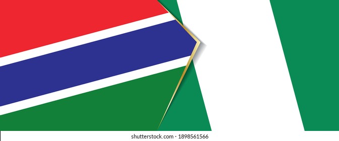 Gambia and Nigeria flags, two vector flags symbol of relationship or confrontation.