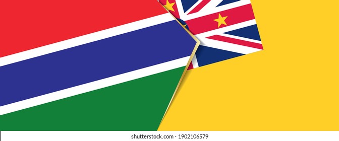 Gambia and Niue flags, two vector flags symbol of relationship or confrontation.
