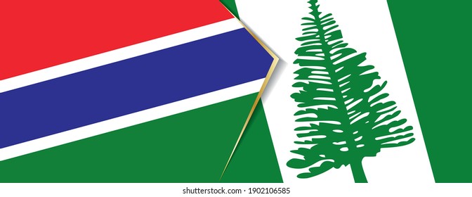 Gambia and Norfolk Island flags, two vector flags symbol of relationship or confrontation.