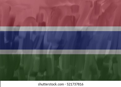 Gambia painted / drawn vector flag. Dramatic, unusual look. Vector file contains flag and texture layers
