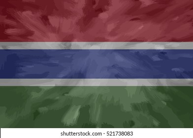 Gambia painted / drawn vector flag. Dramatic, unusual look. Vector file contains flag and texture layers
