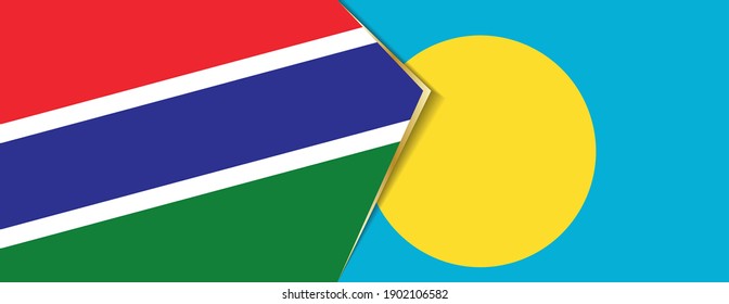 Gambia and Palau flags, two vector flags symbol of relationship or confrontation.