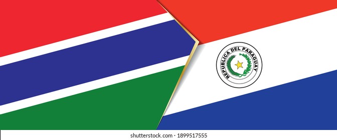 Gambia and Paraguay flags, two vector flags symbol of relationship or confrontation.