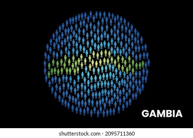 Gambia population people map in globe vector illustration design