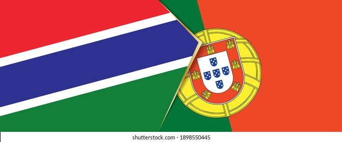 Banderas de Gambia y Portugal, dos banderas vectoriales símbolo de relación o enfrentamiento.
