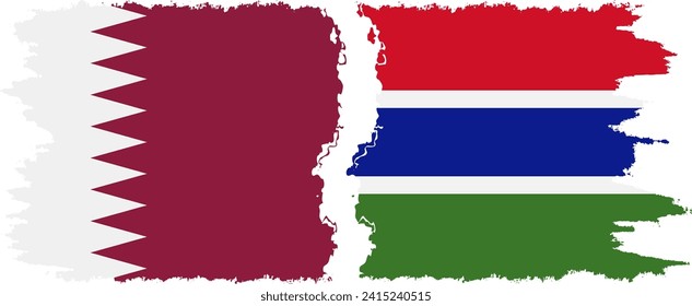 Gambia and Qatar grunge flags connection, vector