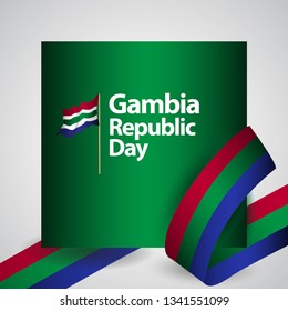 Gambia Republic Day Flag Vector Template Design Illustration