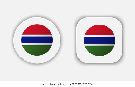 Icono de Botón de bandera nacional redondeado de Gambia