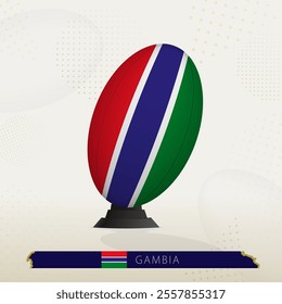 Gambia Rugby Ball on Rugby Kicking Tees with Modern Design. Illustration perfect for sports, national pride, and rugby-related projects.