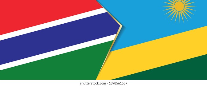 Gambia and Rwanda flags, two vector flags symbol of relationship or confrontation.