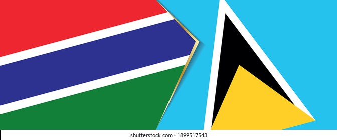 Gambia and Saint Lucia flags, two vector flags symbol of relationship or confrontation.