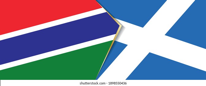 Gambia and Scotland flags, two vector flags symbol of relationship or confrontation.