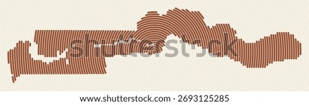Gambia shape rings. Country map formed by stacked circles. Gambia boundary shape design. Trending vector illustration.