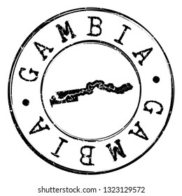 Gambia Stamp Postal. Map Silhouette Seal. Passport Round Design. Vector Icon. Design Retro Travel.