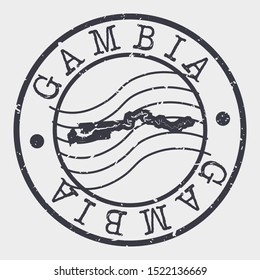 Gambia Stamp Postal. Map Silhouette Seal. Passport Round Design. Vector Icon. Design Retro Travel.