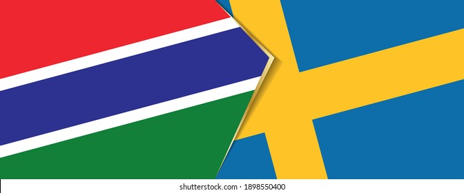 Gambia and Sweden flags, two vector flags symbol of relationship or confrontation.