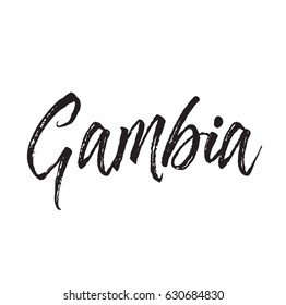 gambia, text design. Vector calligraphy. Typography poster. Usable as background.