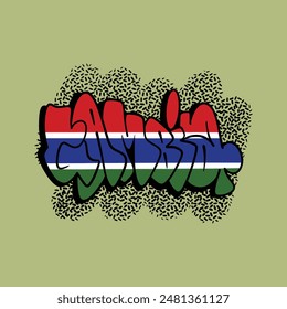 Gambia Throw Up Graffiti Font With Colors Flag Inspiration Vector Design