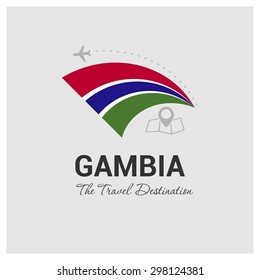 Gambia The Travel Destination logo - Vector travel company logo design - Country Flag Travel and Tourism concept t shirt graphics - vector illustration