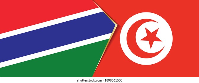 Banderas de Gambia y Túnez, dos banderas vectoriales símbolo de relación o confrontación.