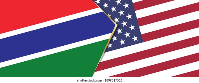 Gambia and USA flags, two vector flags symbol of relationship or confrontation.