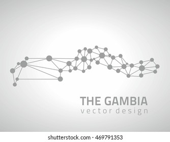 Gambia vector grey and silver dot map