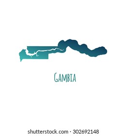 The Gambia vector map with color gradient and caption on white background. Can be used as element of your infographics or presentation