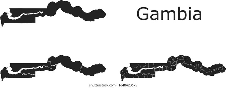 Gambia vector maps with administrative regions, municipalities, departments, borders