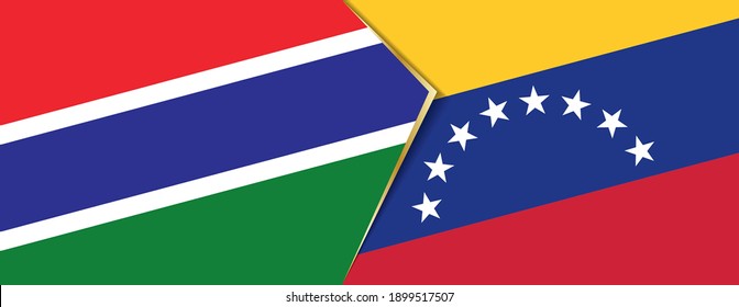 Gambia and Venezuela flags, two vector flags symbol of relationship or confrontation.
