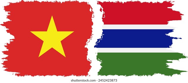 Gambia and Vietnam grunge flags connection, vector