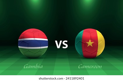 Gambia vs Cameroon football scoreboard broadcast template for soccer africa tournament 2023