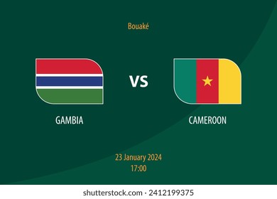 Gambia vs Cameroon football scoreboard broadcast template for soccer africa tournament 2023