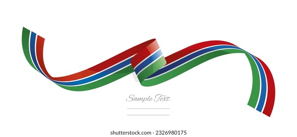 Ilustración vectorial de la cinta de la bandera gambiana. Bandera de Gambia en abstracto aislado sobre fondo de color blanco