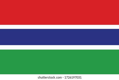 Gambian flag vector graphic. Rectangle Gambia flag illustration. Gambian country flag is a symbol of freedom, patriotism and independence.