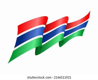 Gambian flag wavy abstract background. Vector illustration.