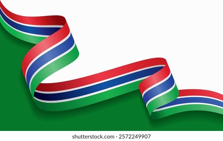 Gambian flag wavy abstract background. Vector illustration.