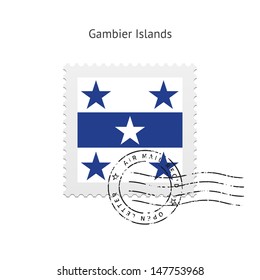 Gambier Islands Flag Postage Stamp on white background. Vector illustration.