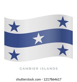 Gambier Islands waving flag vector icon. National symbol of Gambier Islands. Vector illustration isolated on white.