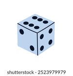 Gamble cubes marked with dots, gamble cubes, pair of dice lying with numbers on top side drawn with lines, throwable gambling device for tabletop, board and casino games icon flat vector illustration.