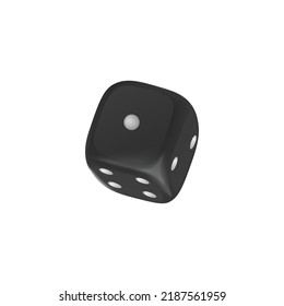 Gamble dice black cube with white spots template realistic vector illustration isolated on white background. Casino and gamble games fortune dice symbol.