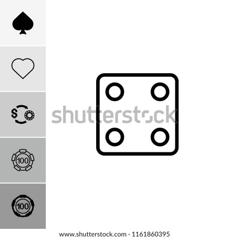 Gamble icon. collection of 6 gamble filled and outline icons such as spades, 100 casino chip, hearts, dice. editable gamble icons for web and mobile.