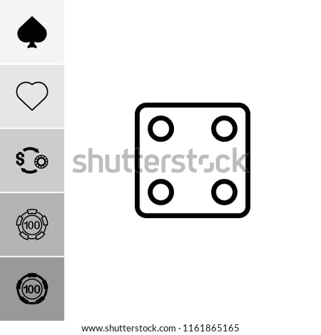 Gamble icon. collection of 6 gamble filled and outline icons such as spades, 100 casino chip, hearts, dice. editable gamble icons for web and mobile.