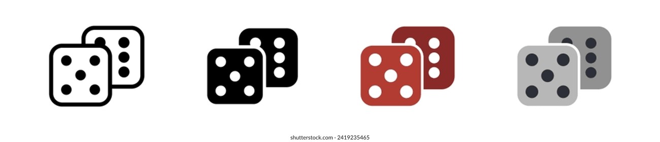 Gamble icon illustration. Simple die vector symbol. Isolated graphic illustration chance. Throw pair cubic symbol set. Random die icon in vector design style