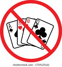 gamble prohibition icon on white background. flat style. gambling prohibited icon for your web site design, logo, app, UI. Gambling are not allowed symbol. prohibition sign. 