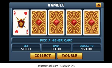 Gamble screen for slot game. Vector illustration