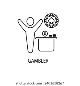 gambler concept line icon. Simple element illustration. gambler concept outline symbol design.