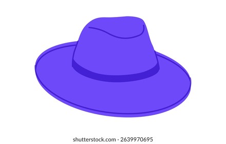 Gambler Hat with band. Head Fashion accessory cap with wide brim clothing technical illustration. Vector headgear for Men, women, unisex style, flat template CAD mockup sketch outline isolated
